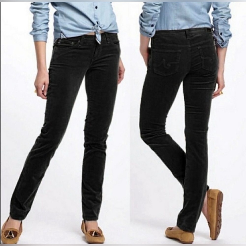 💜 AG Adriano Goldschmied The Stevie slim straight dark brown/grey corduroy jean